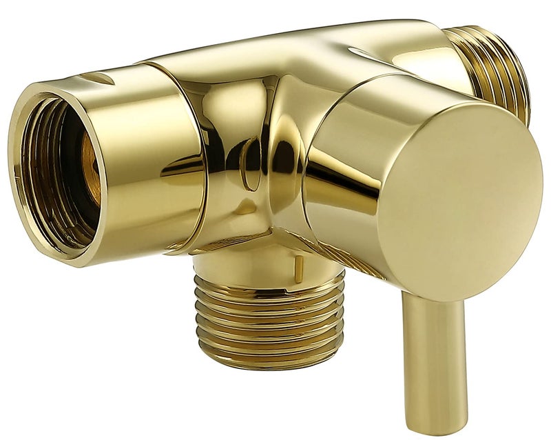 V-Sincerity All Metal Shower Arm Diverter, G 1/2 3 Way Diverter Valve for Hand Held Showerhead and Fixed Spray Head (Polished Brass) - Image 1